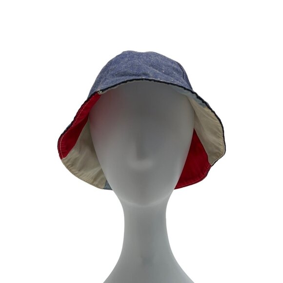 Unisex Blue Striped Reversible Bucket Hat - Picture 1 of 6